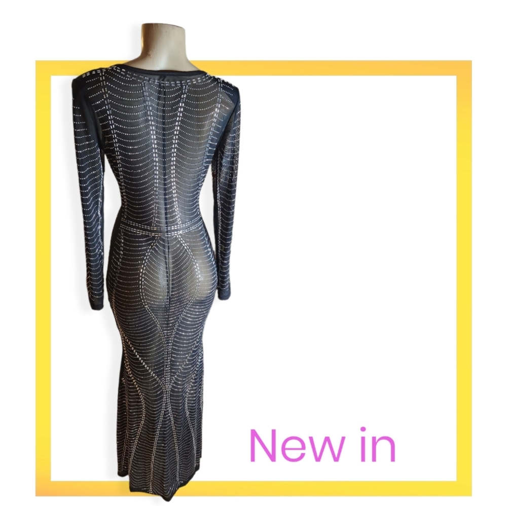 Rhinestone see through dress